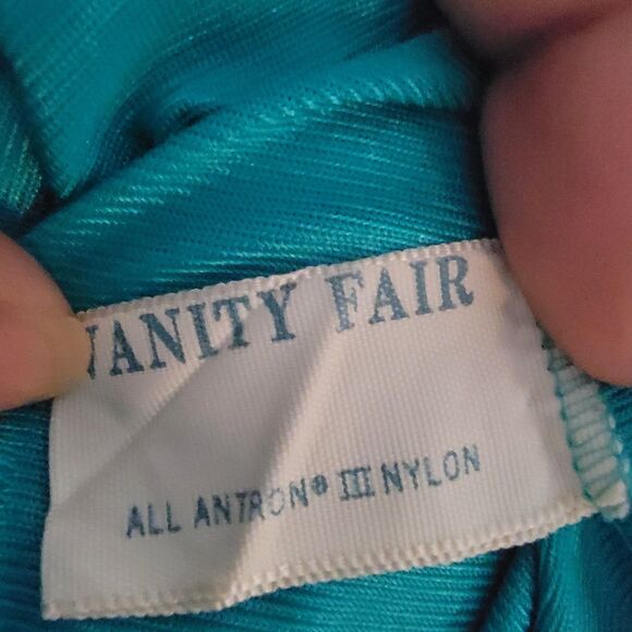 Vintage Vanity fair long satinrobe tie waist teal wmns sz med - Picture 8 of 8